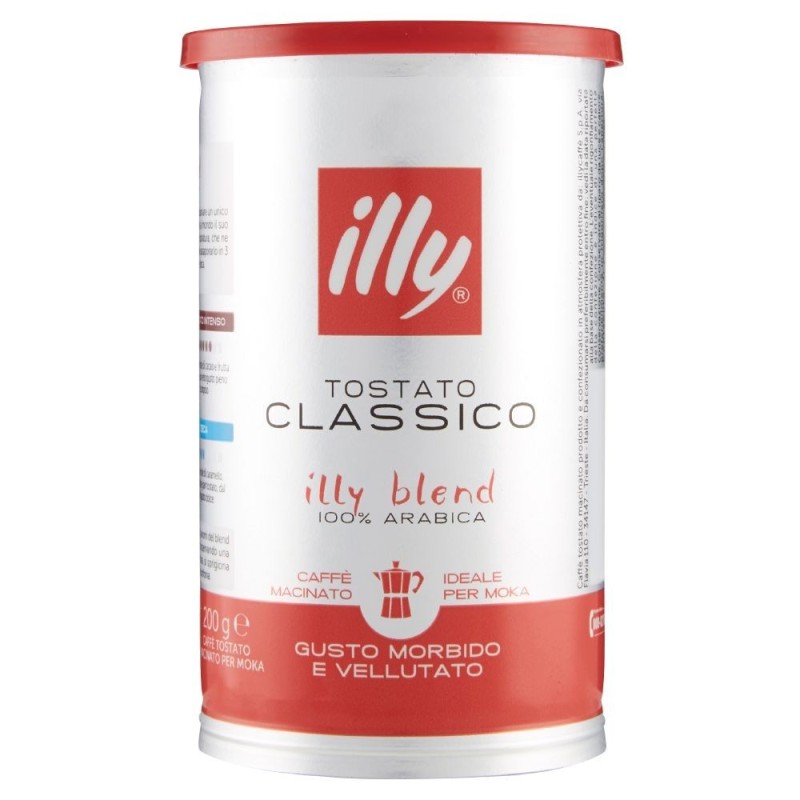 Illy, café molido tostado clásico para moka, 200 g