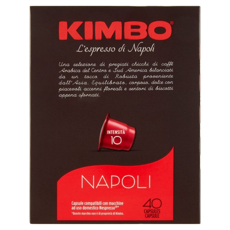 Kimbo, Napoli capsules compatible with Nespresso machines, 40 pieces, 220 g