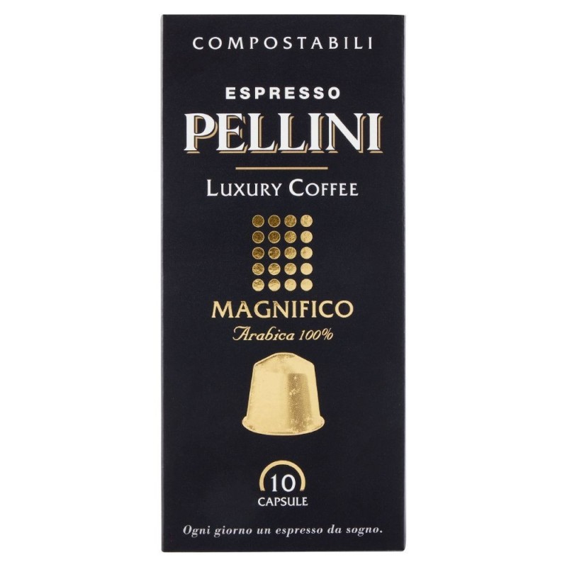 Pellini, Luxury Coffee Magnifico 100% Arabica, 10 cápsulas, 50 g