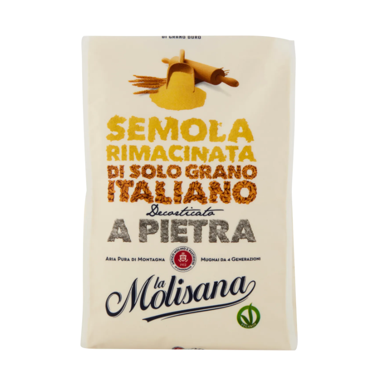 Die Molisana riminierte Durumweizen -Grieß, die mit Pietra 1000 g entschlüsselt wurde - kaufen Sie es auf Saeistianfood.com