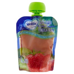 Mellin, 100% di frutta con vitamina C fragola kiwi e carota