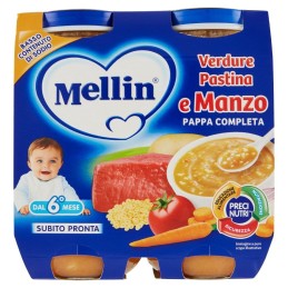 Mellin, complete porridge with vegetables, pasta and beef