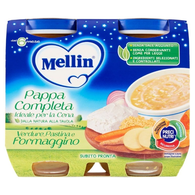 Mellin, complete porridge with vegetables and small cheese