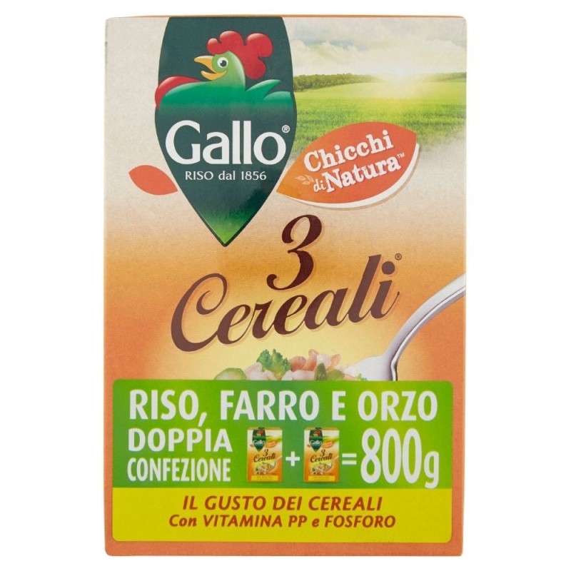 Gallo, 3 cereales, arroz espelta y cebada, 2x400 g