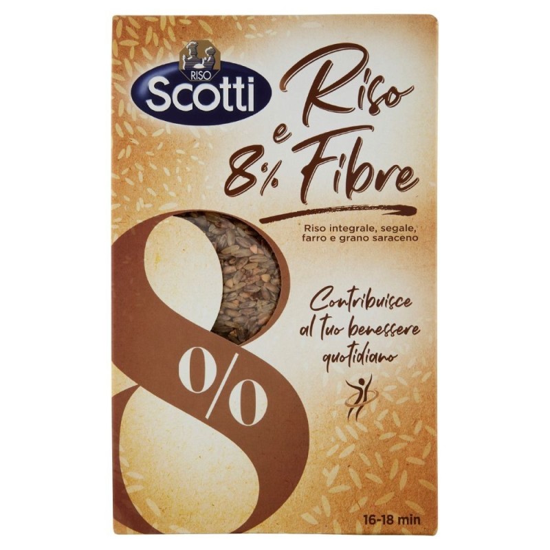 Riso Scotti, riso integrale e 8% di fibre, 500 g