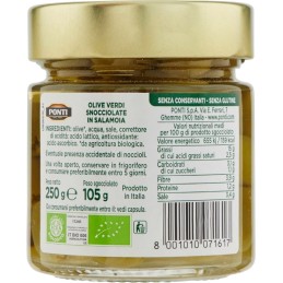 Ponti, organic pitted green olives, 250 g