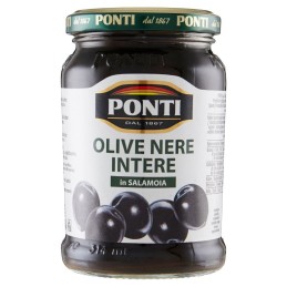 Ponti, aceitunas negras enteras, 300 g