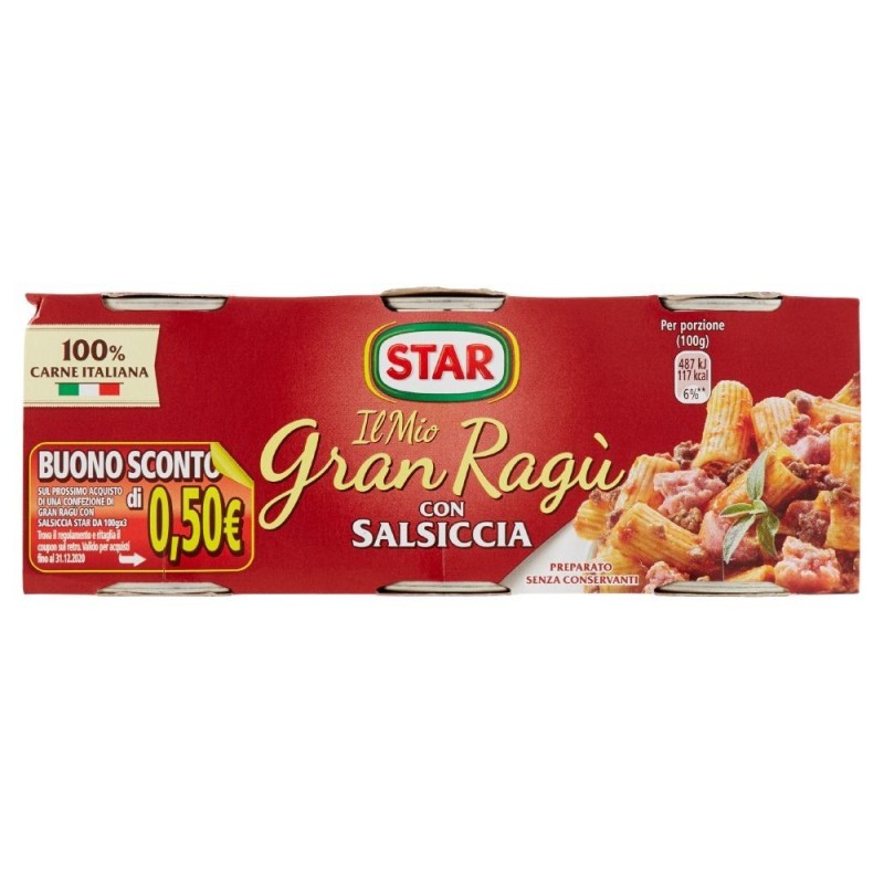 Star, My great ragù with sausage, 3x100 g