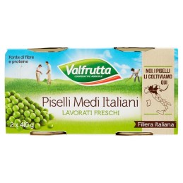 Valfrutta, italienische mittelgroße Erbsen, 2x410 g