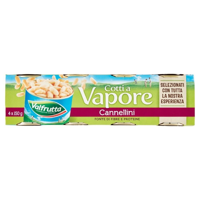 Valfrutta, judías cannellini al vapor, 4x150 g