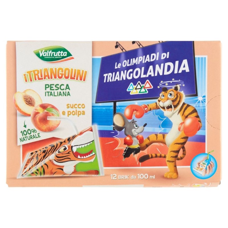 Valfrutta, i Triangolini succo e polpa pesca, 12x100 ml