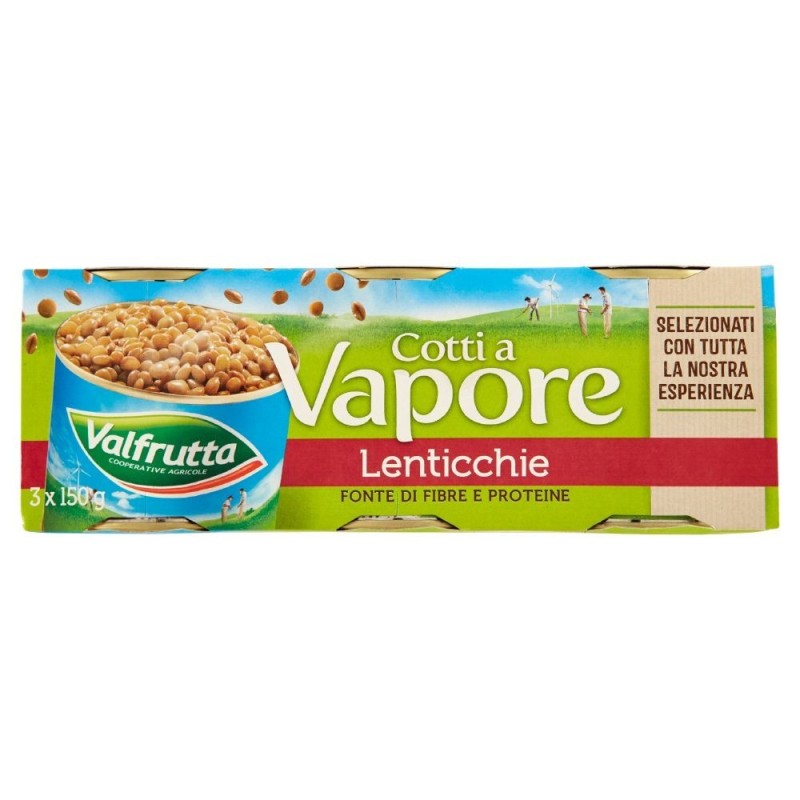 Valfrutta, lentejas al vapor, 3x150 g