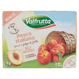 Valfrutta, jugo y pulpa de melocotón italiano, 6x200 ml