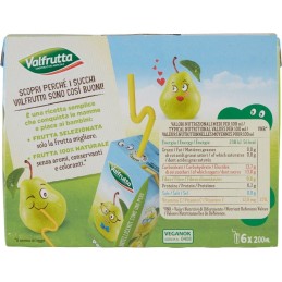 Valfrutta, italienischer Birnensaft und -mark, 6x200 ml