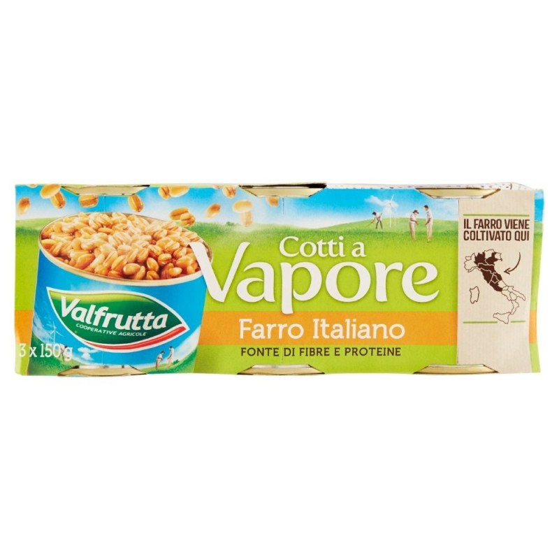 Valfrutta, épeautre à la vapeur, 3x150 g