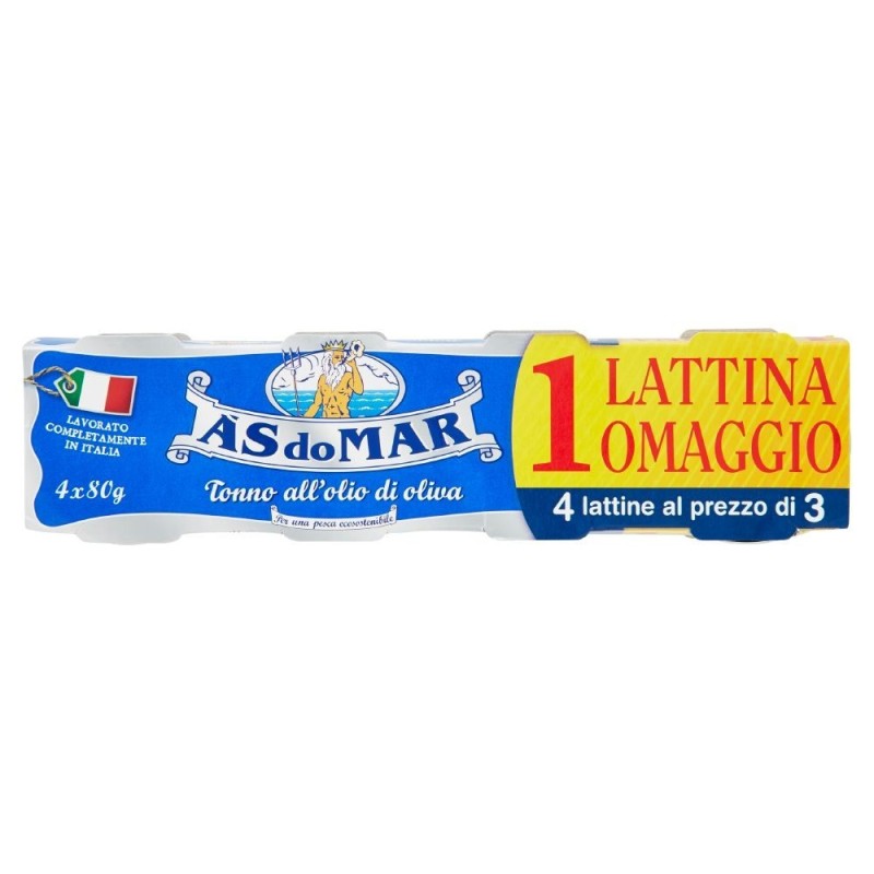 Asdomar, tonno all'olio di oliva, 4x80 g