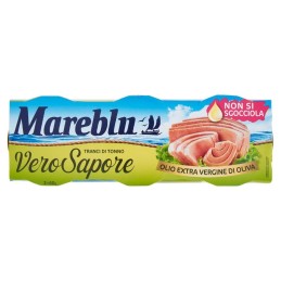 Mareblu, filetes de atún Vero Sapore en aceite de oliva virgen extra, 3x60 g