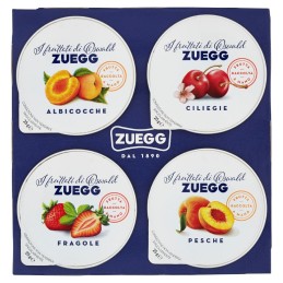 Zuegg, I Frutteti di Oswald confettura extra albicocche ciliegia fragole pesche, 4x25 g