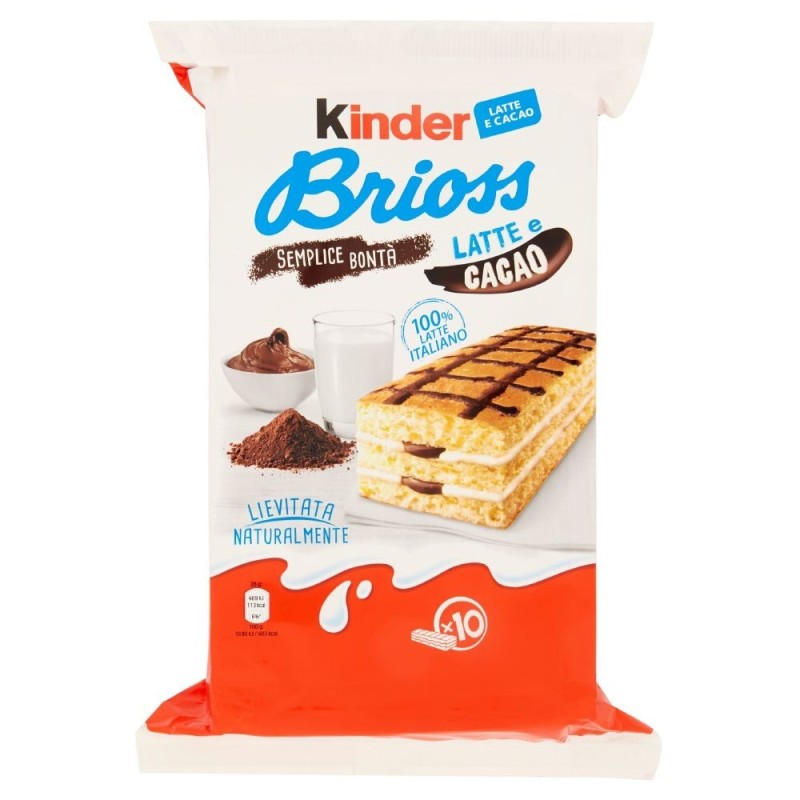 Kinder, Brioss Latte e Cacao 10 pezzi, 280 g