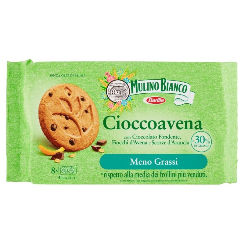 Mulino Bianco, Cioccoavena au chocolat noir, flocons d'avoine et zeste d'orange, 220 g