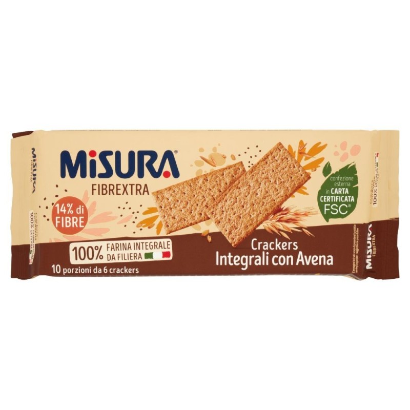 Misura, Fibrextra, wholemeal crackers with oats, 385 g