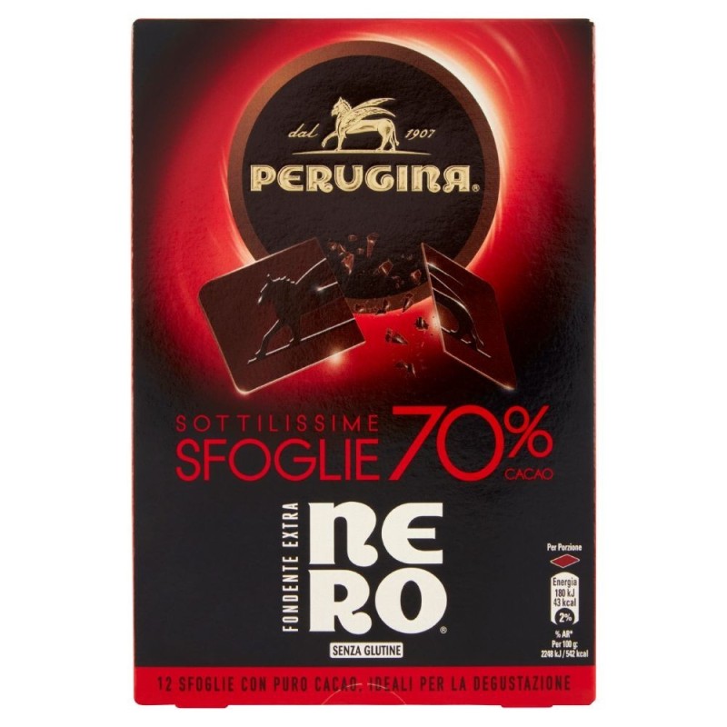 Perugina, Nero sfoglie sottili di cioccolato fondente al 70% senza glutine, 96 g