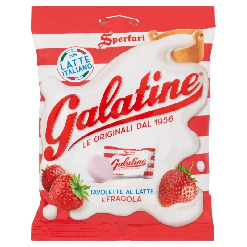 Galatine, milk and strawberry hard candies, 125 g