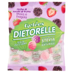 Dietorelle, Gelées mora e fragola caramelle morbide senza zucchero, 70 g