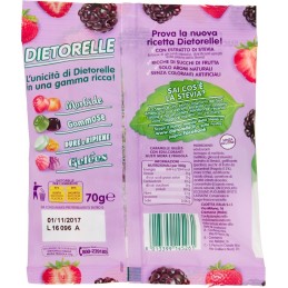 Dietorelle, Gelées mora e fragola caramelle morbide senza zucchero, 70 g