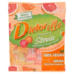 Dietorelle, caramelle morbide arancia e pompelmo rosso senza zucchero, 70 g