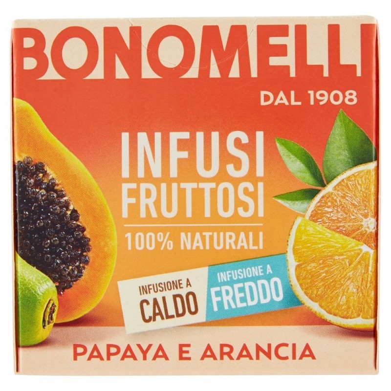 Bonomelli, Infusions de Fruits 100% Naturels papaye et orange, 12 sachets 24 g